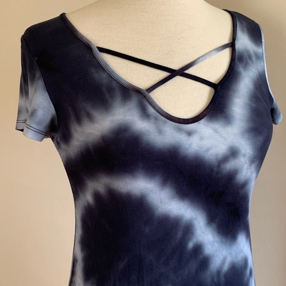 ROLLA COSTER Small Tie Dye Blue short sleeve T-shirt Dress - Picture 9 of 16